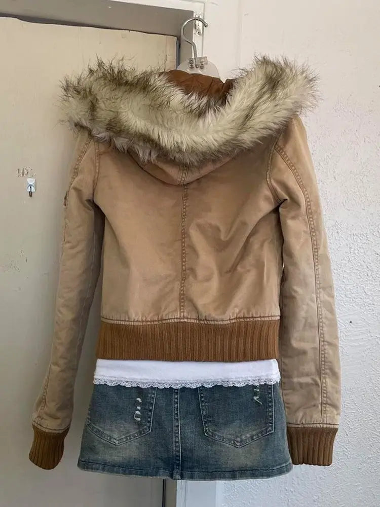Women's Y2K Korean Retro Jacket Slim Fit Vintage Autumn Winter Coat Unique Chic Casual Outerwear Fashion Top