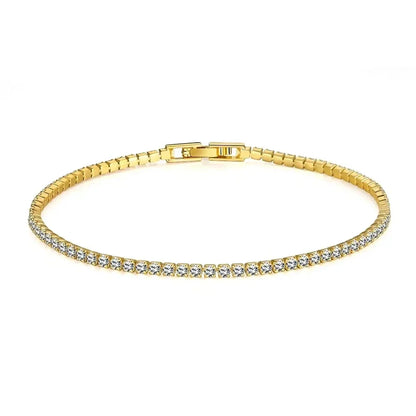 Pulsera de tenis de plata de ley 925 – Pulsera de cristal de circonita de 2,5 mm, ajustable de 16 a 19 cm, joyería para aniversario y regalo