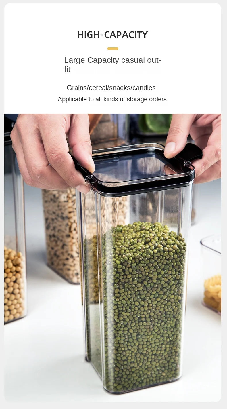 Juego de recipientes herméticos de cocina – Contenedores grandes de plástico para granos con tapas a prueba de humedad para almacenar alimentos y condimentos