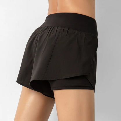 Women’s Sport Running Shorts Double Layer Yoga Gym Fitness Jogging Training Summer Short Pants