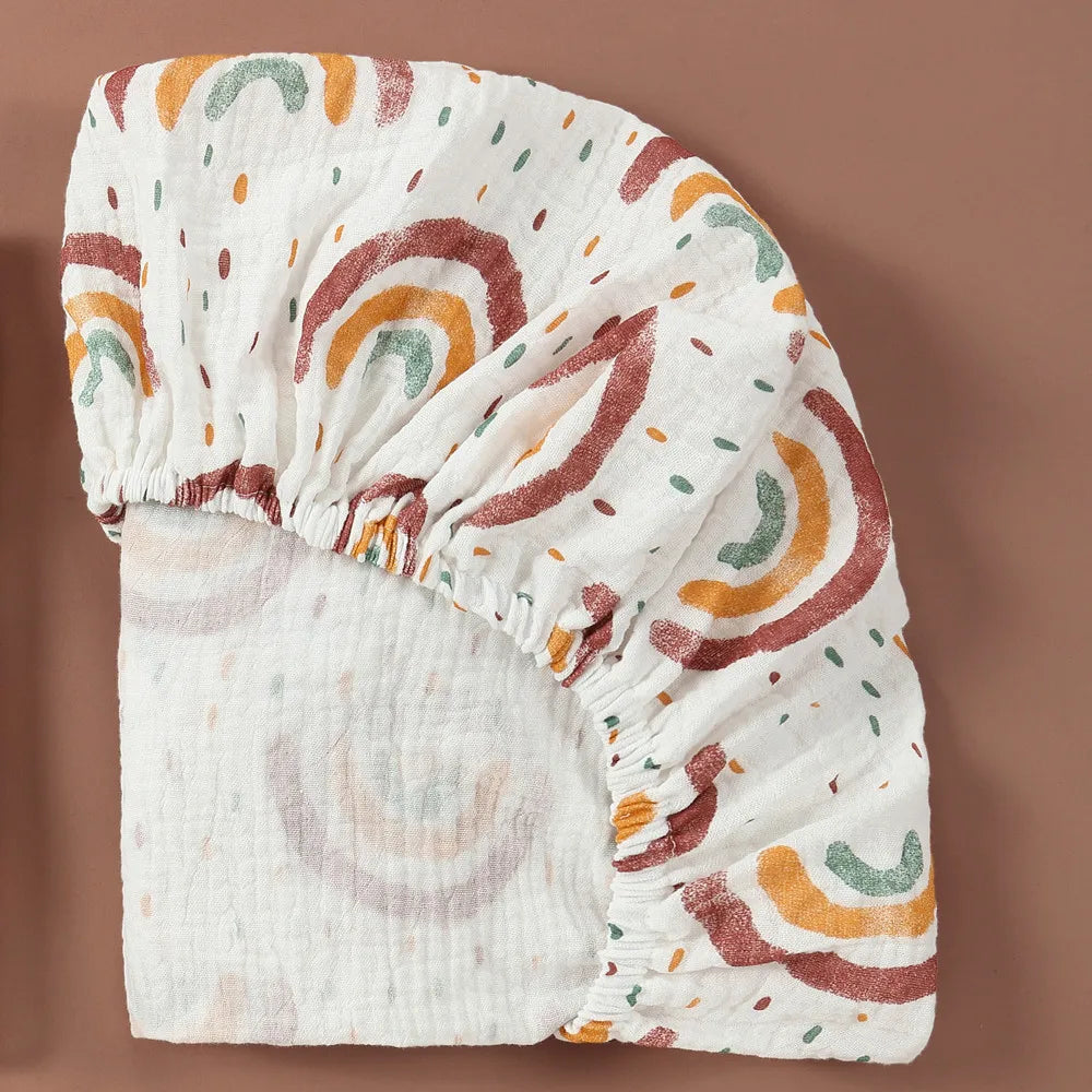 Sábana de cuna de algodón muselina suave y transpirable para bebé – Sábana ajustable universal para cunas de recién nacidos, moisés y camas infantiles