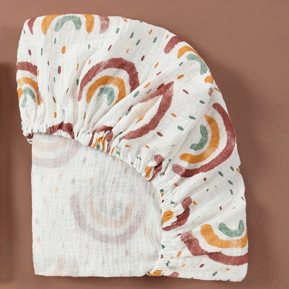 Sábana de cuna de algodón muselina suave y transpirable para bebé – Sábana ajustable universal para cunas de recién nacidos, moisés y camas infantiles