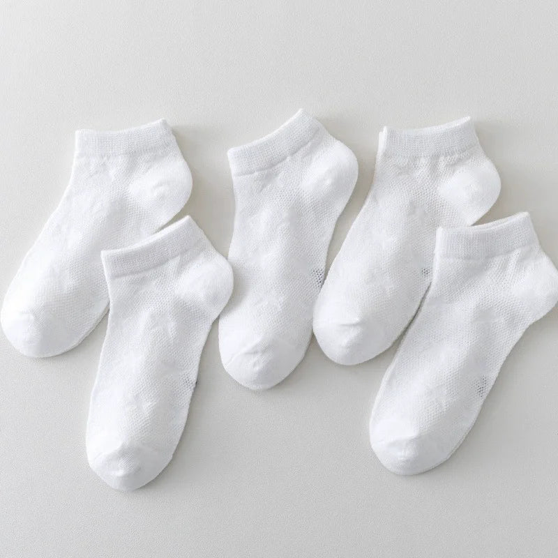5 pares de calcetines de algodón de malla transpirables de verano suaves para niños y niñas de 1 a 12 años
