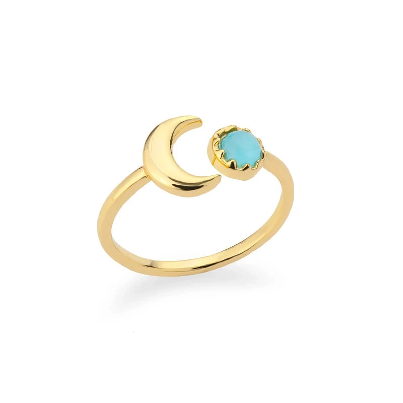 Gold Stainless Steel Lotus Flower Opal Ring – Vintage Oval Stone Statement Ring for Women | Elegant Fashion Jewelry Gift
