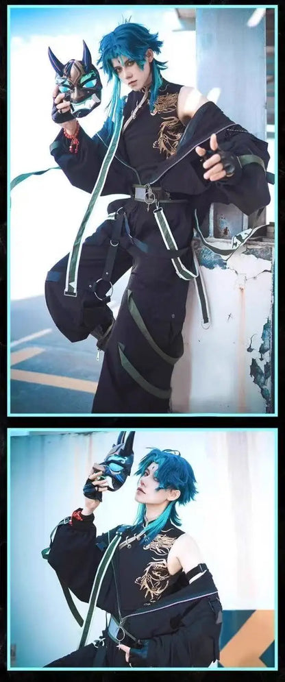 Xiao Inspired Dark Dharma Protector Cosplay Costume – Anime Game Demon Subduing Roleplay Suit for Halloween & Events