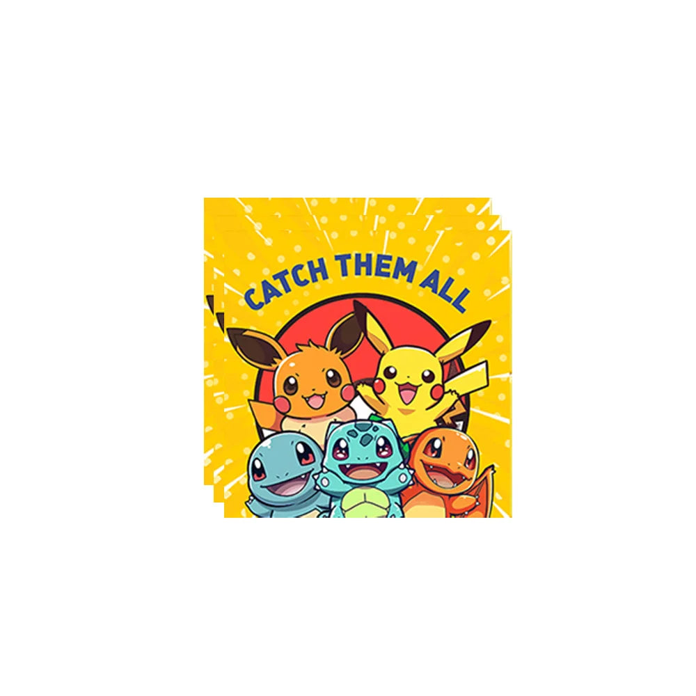 Pokémon Pikachu Paper Napkins (20/40/60/100pcs) – Birthday Party Supplies for Kids, Boys & Girls Birthday Decorations & Gifts
