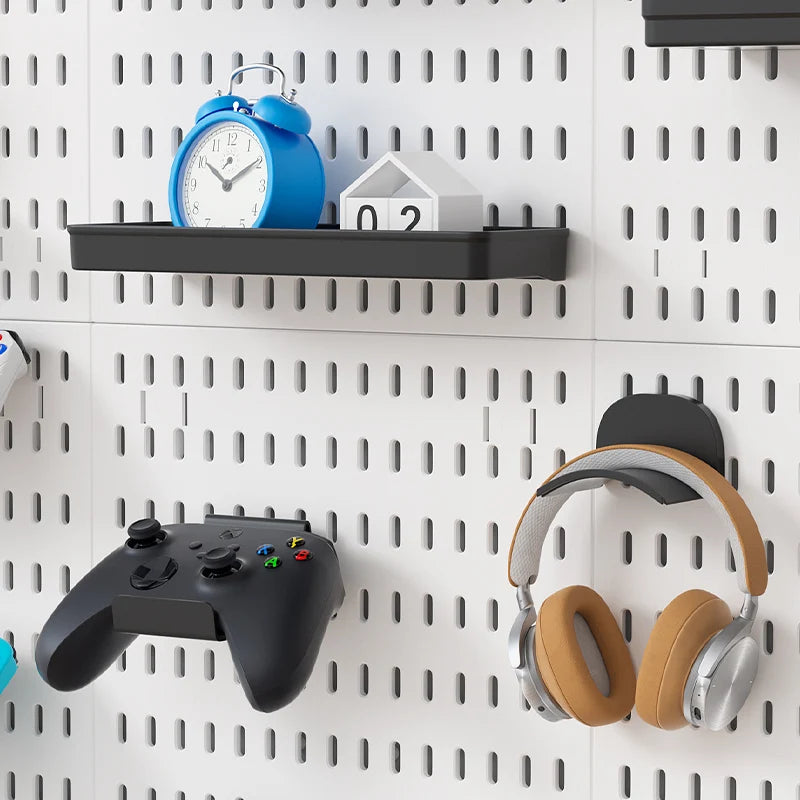 Kit de organización modular de pared con tablero perforado (Pegboard) para bricolaje – Paneles de almacenamiento colgantes sin taladro para cuartos de manualidades, oficina y organización del hogar