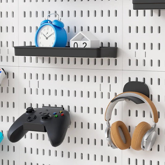 Kit de organización modular de pared con tablero perforado (Pegboard) para bricolaje – Paneles de almacenamiento colgantes sin taladro para cuartos de manualidades, oficina y organización del hogar