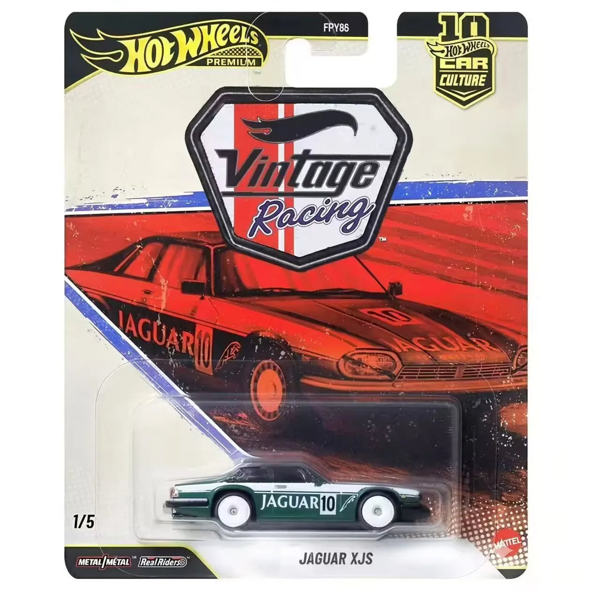 Hot Wheels Premium Vintage Racing Jaguar XJS – 1:64 Scale Die-Cast Alloy Car, Classic Racing Collectible Model & Gift