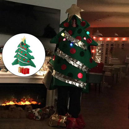 Adult Christmas Tree Costume with Shoe Covers, Funny Holiday Cosplay Outfit for Men and Women, Xmas Party Masquerade, Fancy Dress, Role Play and Festive Celebrations