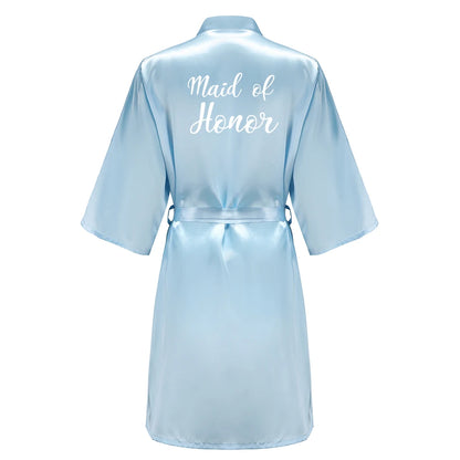 Blue Women’s Bridal Bathrobe – Bride Bridesmaid Maid of Honor Get Ready Robe Dressing Gown Gift