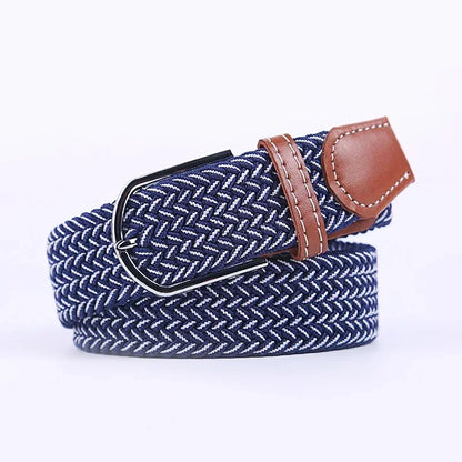 Ceinture élastique tressée unisexe en toile tissée, à boucle ardillon, pour jeans (107/120/130cm)