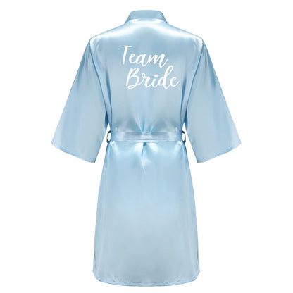 Blue Women’s Bridal Bathrobe – Bride Bridesmaid Maid of Honor Get Ready Robe Dressing Gown Gift