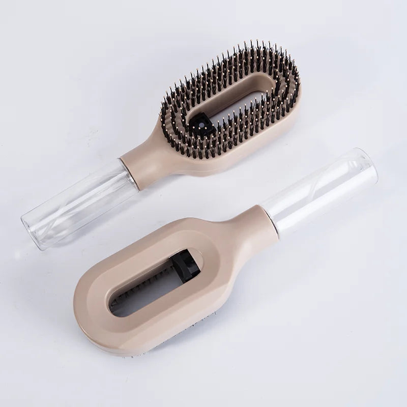 2-in-1 Detangling Spray Hair Brush with Water Mist Bottle – Anti-Static Scalp Massage Comb for All Hair Types
