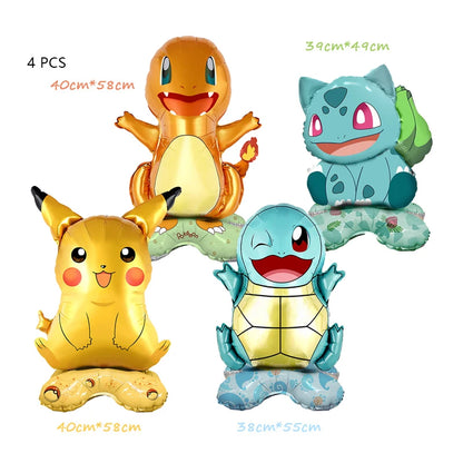Pokémon Birthday Party Decorations – Lightning Pikachu Balloon Set with Disposable Tableware, Banner, Backdrop & Plates for Kids Events