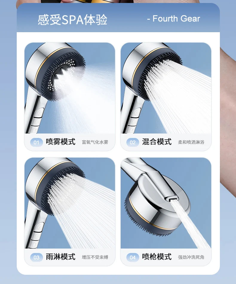 Cabezal de ducha filtrado Supercharged – Pulverizador de ducha ajustable de 4 modos de ahorro de agua, cabezal de ducha de baño de alta presión con filtro de sellado de agua y ajustes de pulverización multifuncionales