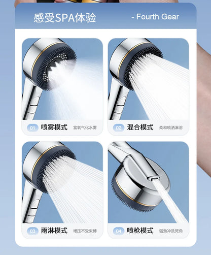 Cabezal de ducha filtrado Supercharged – Pulverizador de ducha ajustable de 4 modos de ahorro de agua, cabezal de ducha de baño de alta presión con filtro de sellado de agua y ajustes de pulverización multifuncionales