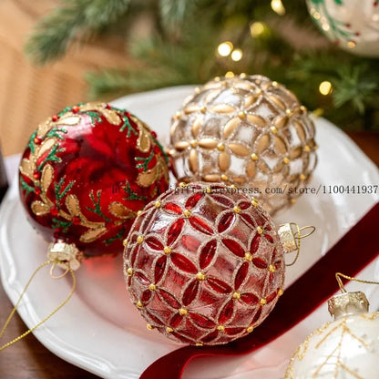 8CM Hand-Painted Glass Ball Christmas Ornaments – Decorative Hanging Pendants for Christmas Tree, Window Display & Holiday Home Decor