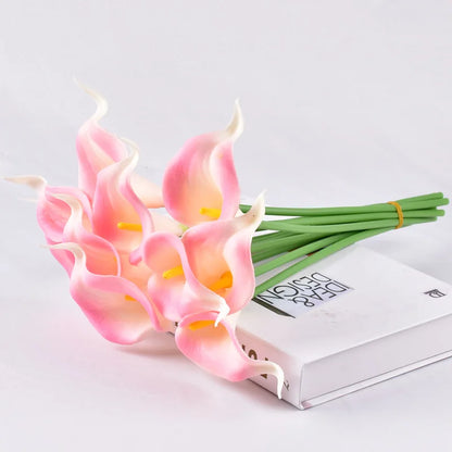 5/10/15/20pcs Real Touch Calla Lily Artificial Flowers – Realistic Faux Calla Lily Bouquet for Wedding Bridal Arrangements, Home Décor & Floral Decoration