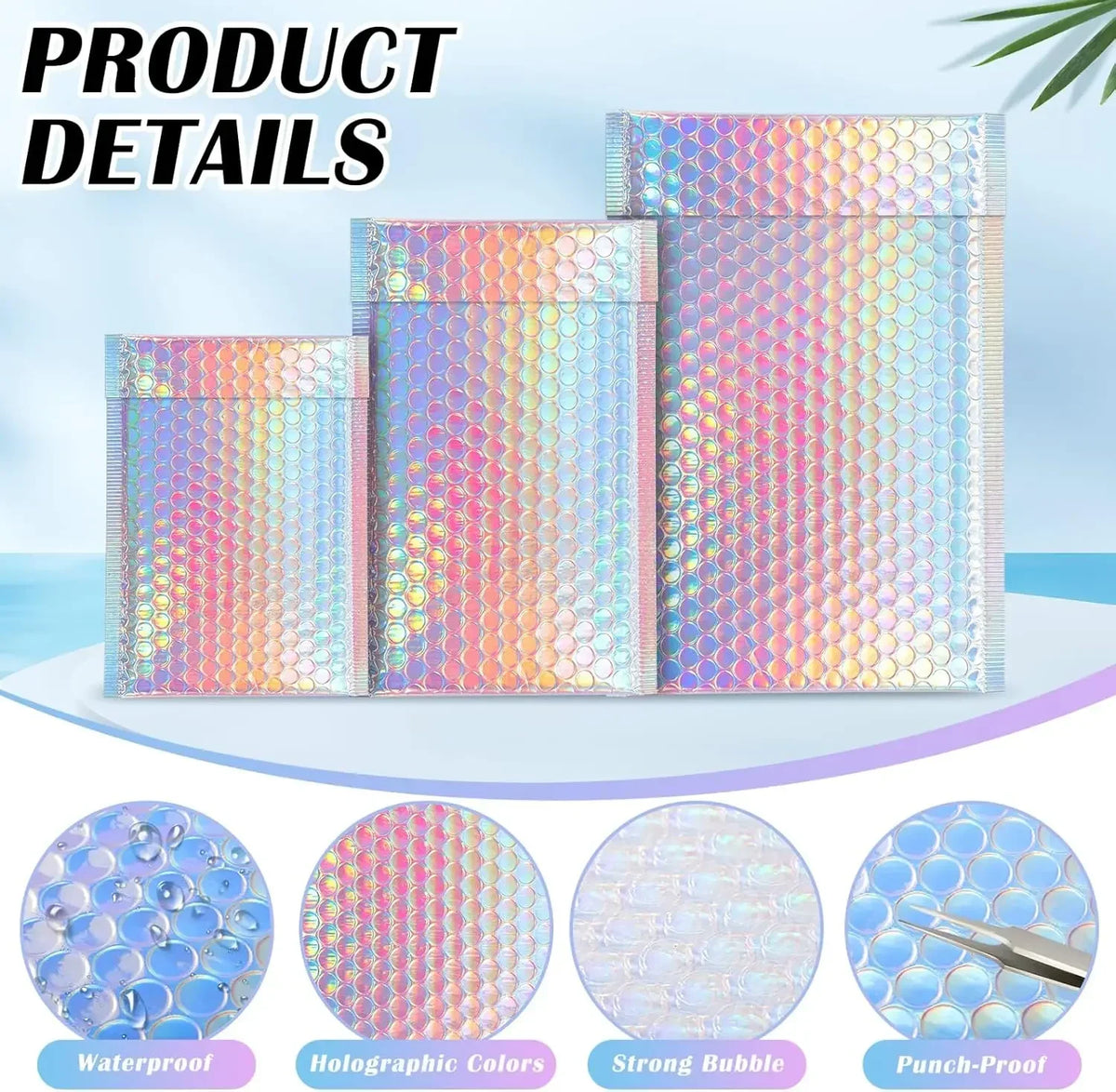 50Pcs Shipping Bags Metal Bubble Mailer Holographic Small Business Supplies Packaging Envelope Mailing Office School