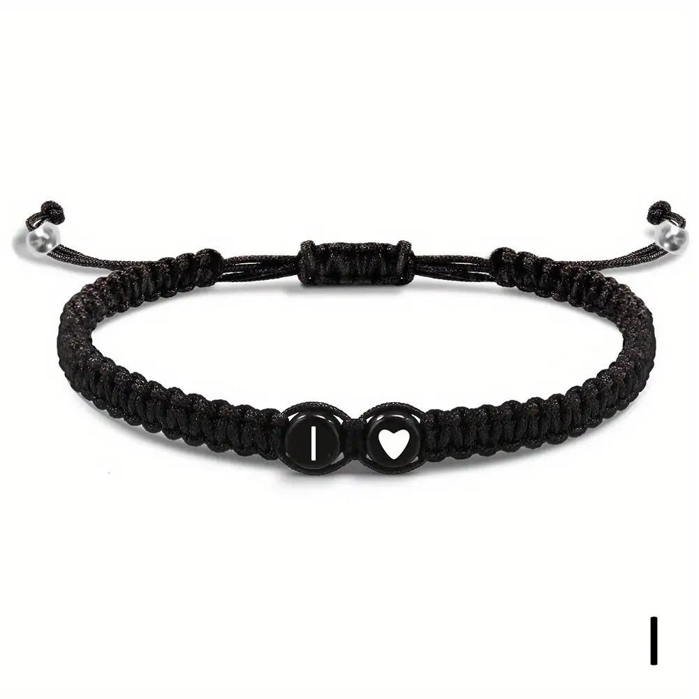A–Z Initial Heart Braided Bracelet – Personalized Adjustable Name Charm Bracelet for Women & Men | Friendship Jewelry Gift