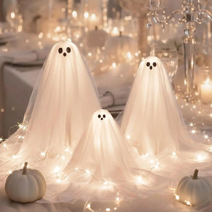 1/2/3 Sets Halloween Lighted Ghost DIY Decoration Kit, Warm White Spooky Table Lamp, Ghost Table Centerpiece, Indoor Halloween Party Decor and Festive Home Accessories