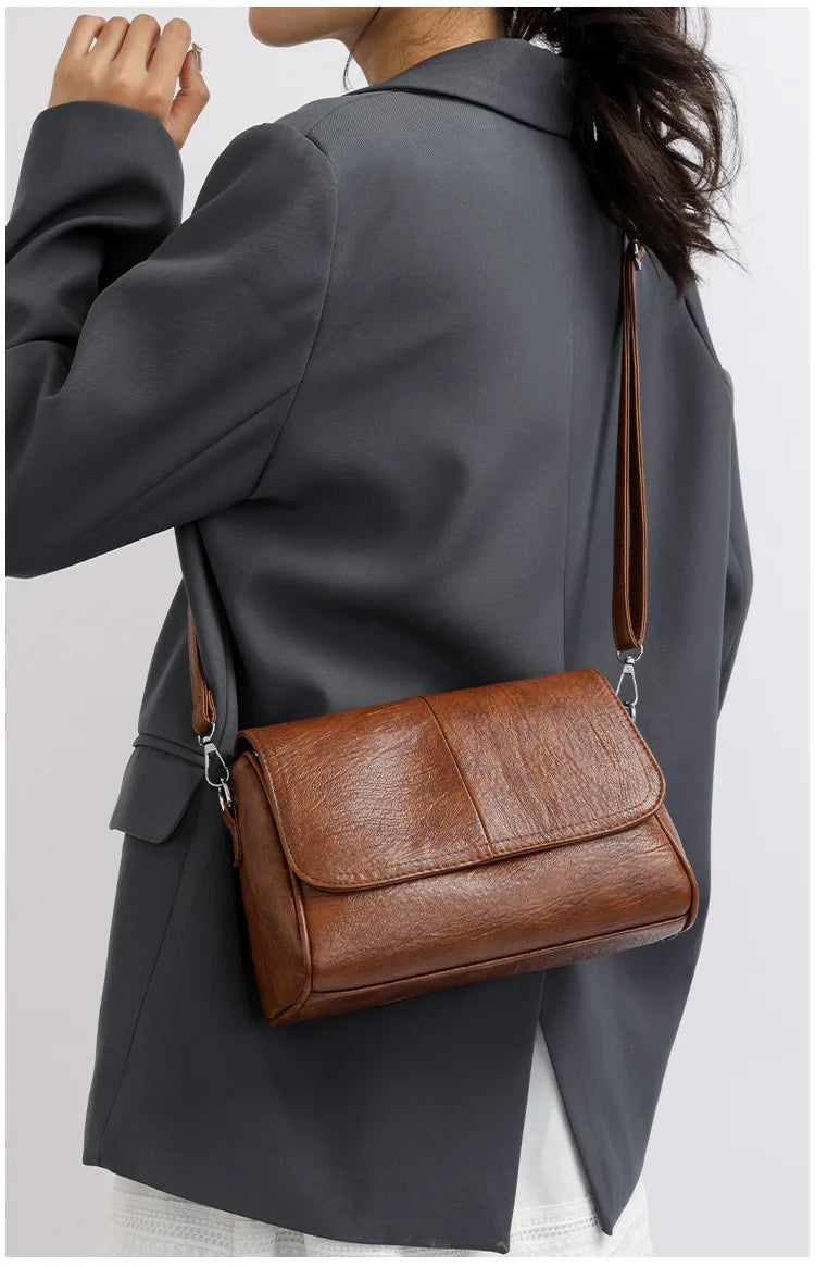 Sac bandoulière en cuir ciré huilé rétro – Sac à main texturé vintage avec rabat élégant, bandoulière réglable, sac à main décontracté classique pour femmes et usage quotidien