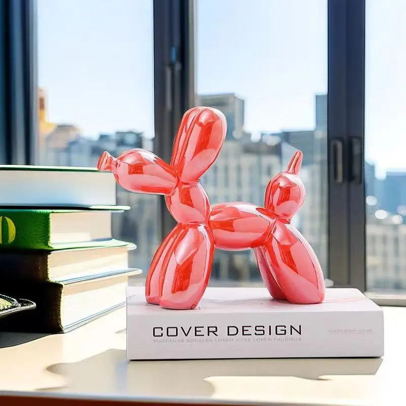 Sculpture de Chien Ballon en Céramique Nordique – Figurine Décorative Moderne pour Maison, Bureau et Étagère