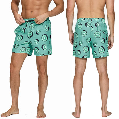 DATIFER Men's Beach Print Swim Shorts – Quick-Dry Surf, Swim & Workout Trunks with Pockets for Summer