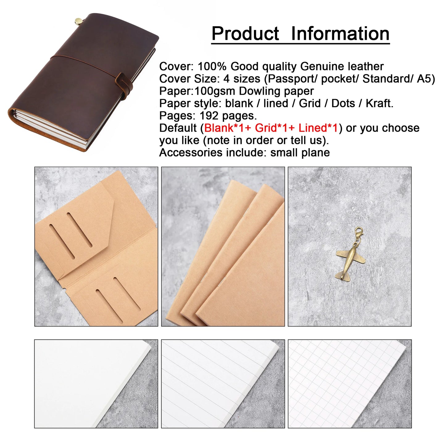 Genuine Leather Refillable Travel Journal – Handmade Retro Diary, Sketchbook & Notebook