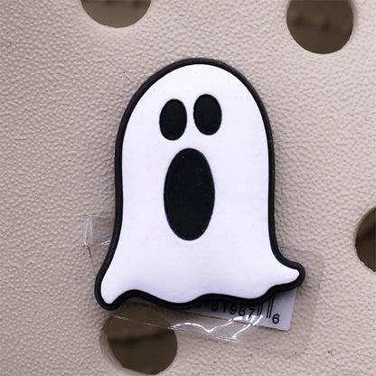 1PC Black & White PVC Shoe Charms – Skull, Ghost & Taichi Shoe Decorations, Shoe Buckle Accessories for Customization & Gifts