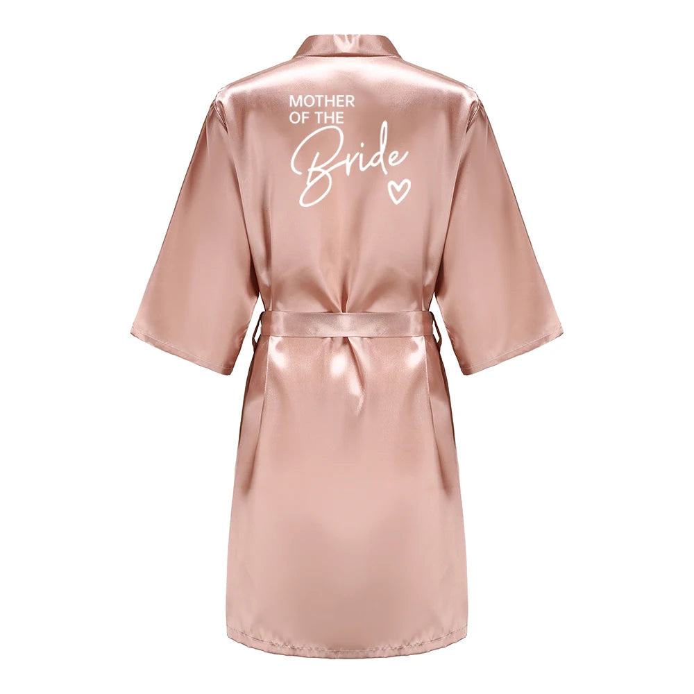 Bata de satén "Team Bride" – Kimono de pijama para fiesta de bodas con estampado de letras blancas | Regalo de despedida de soltera para mujer