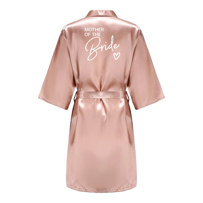 Bata de satén "Team Bride" – Kimono de pijama para fiesta de bodas con estampado de letras blancas | Regalo de despedida de soltera para mujer