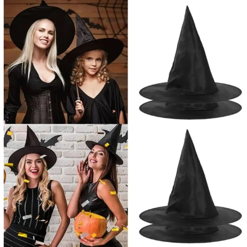 Halloween Witch Hat – Black & White Wizard Cap for Kids, Cosplay Party Costume Accessory, Home Hanging Decoration & Festival Favor