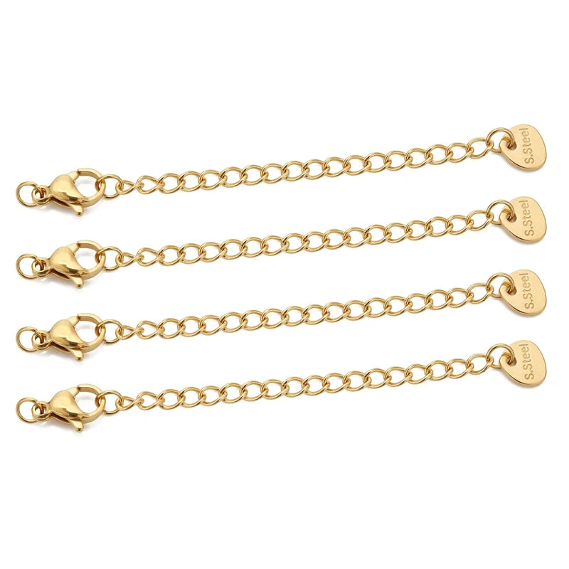 10 chaînes d'extension en acier inoxydable avec fermoirs mousquetons – Rallonges pour colliers et bracelets DIY