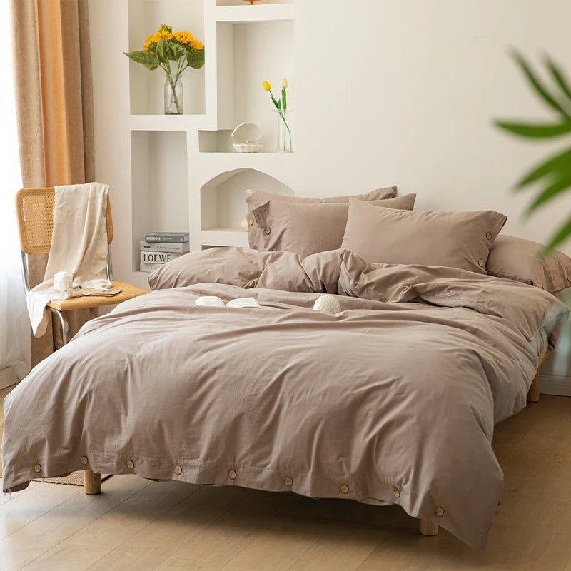 3-Piece 100% Cotton Bedding Set – Duvet Cover & Pillowcase Set for Queen & King Beds
