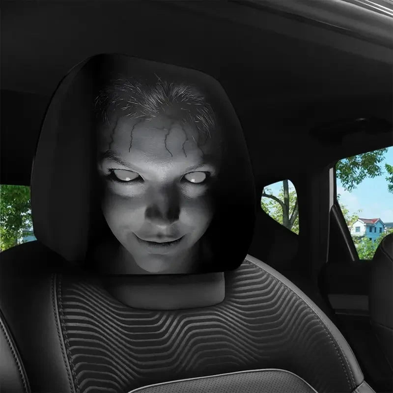 2 Fundas para Reposacabezas de Coche de Halloween con Temática de Terror – Fundas Elásticas Universales a Prueba de Polvo para Protección de Asientos