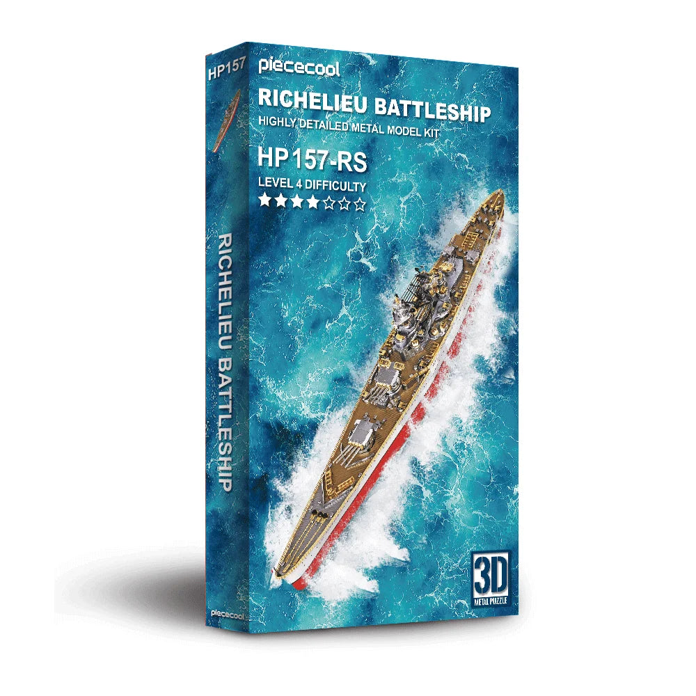 Piececool Kit de Modelo de Acorazado de Metal 3D – HMS Hood y Richelieu, Rompecabezas de Ensamblaje, Juguete Educativo para Adolescentes y Coleccionistas