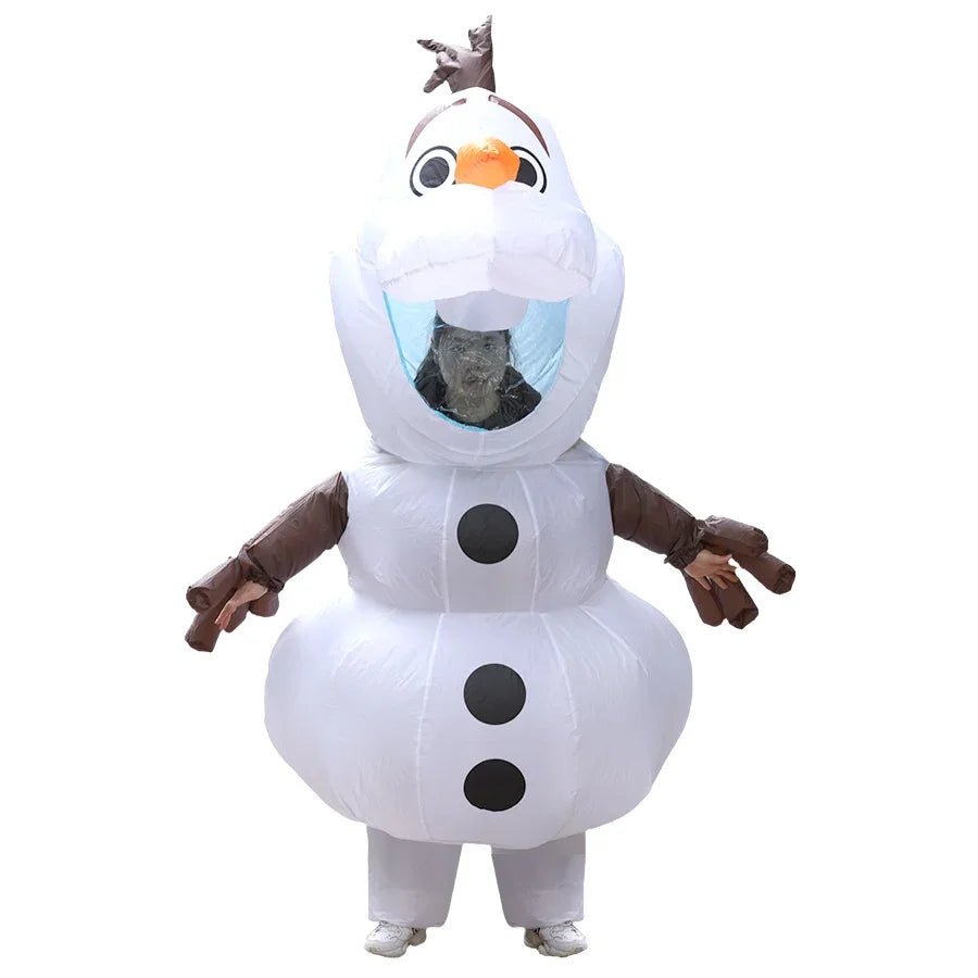 Adult Inflatable Snowman Costume Cartoon Snow Baby Cosplay Outfit for Halloween, Christmas, Holiday Dress-Up Parties and Festive Events