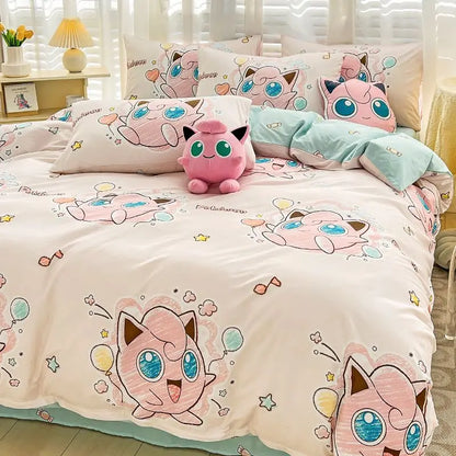 Pokémon Bedding Set – Pikachu Cartoon Duvet Cover for Kids (Single/Double/King Size)