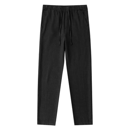Men's Cotton Linen Pants – Breathable Solid-Color Trousers with Back Pocket, Casual Fitness & Streetwear Pants for Autumn