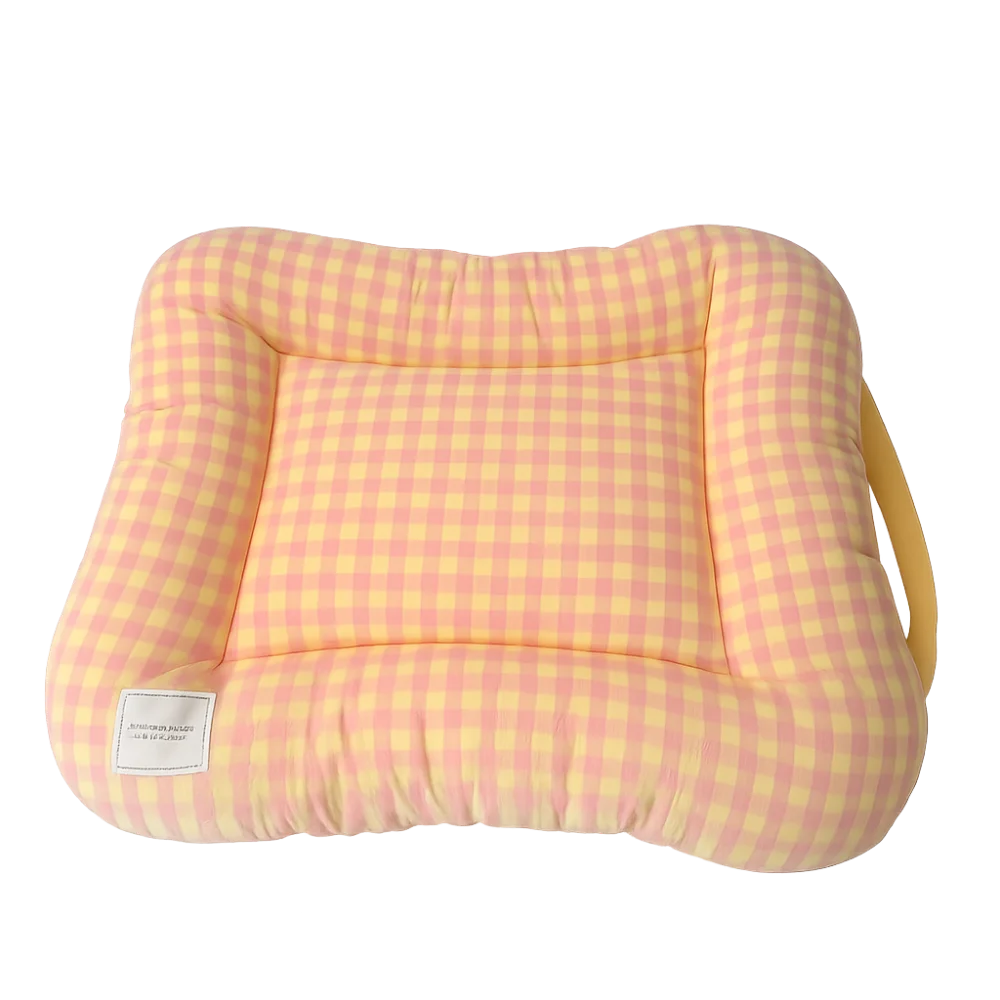 Tapis de Lit Chauffant Respirant pour Chien – Coussin de Couchage Doux Macaron à Carreaux pour Animaux avec Base Antidérapante pour Chats et Chiens