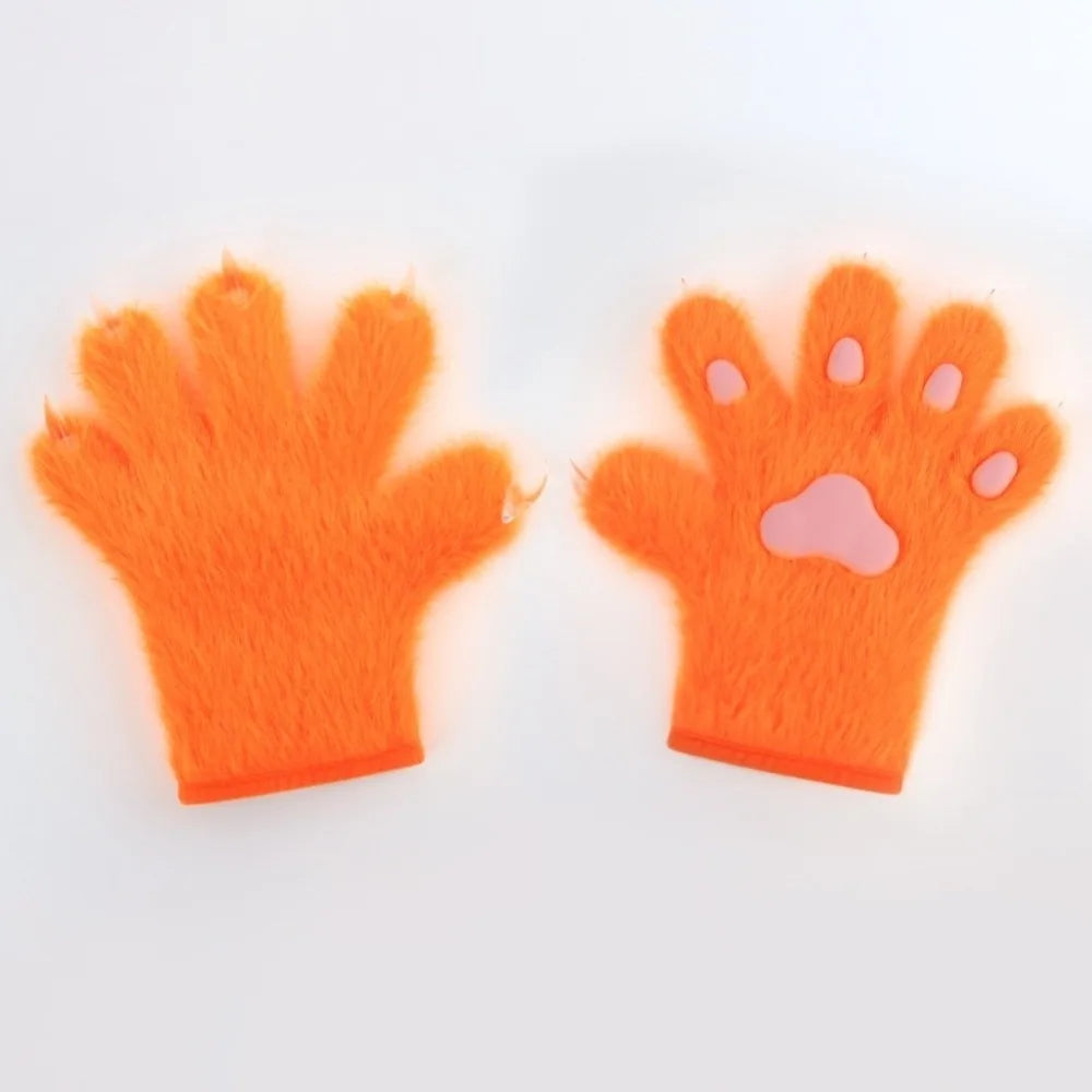 Cute Cartoon Cat Paw Gloves – Thick Furry Warm Mittens, Puppy Claw Cosplay Props for Parties, Costumes & Anime Events