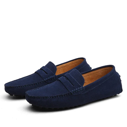 Mocasines de Ante de Cuero Genuino para Hombre – Zapatos de Conducción Casuales Hechos a Mano, Mocasines y Bailarinas Cómodos y a la Moda