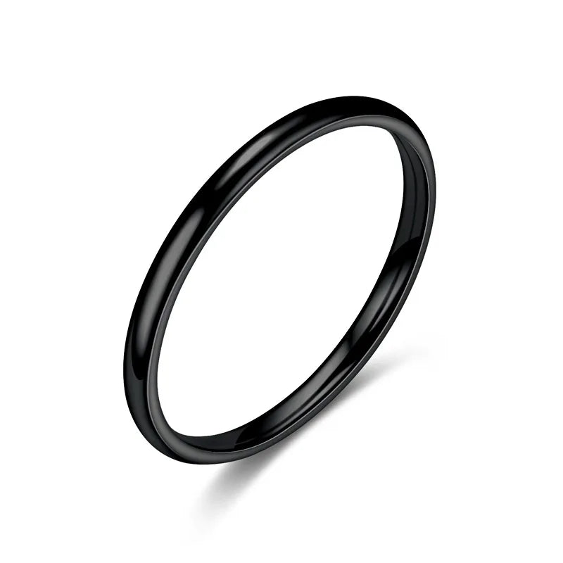 Stainless Steel Wedding Band Ring – 2mm, 4mm, 6mm & 8mm High Polished Smooth Ring for Men & Women | Minimalist Jewelry