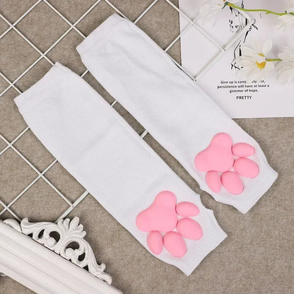 Cute 3D Cat Paw Fingerless Gloves – Soft Silicone Paw Sleeves for Women | Kawaii Sun Protection Fashion Accessory