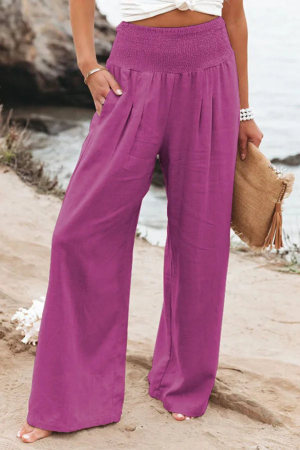 Pantalon ample décontracté pour femme, taille mi-haute avec cordon de serrage, style européen et américain, idéal pour la plage au printemps et en été