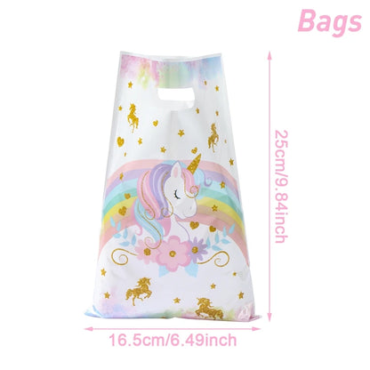 10/25/50 unidades Bolsas de Regalo de Unicornio para Dulces – Lindas Bolsas de Mano para Recuerdos de Fiesta, Decoraciones de Cumpleaños, Baby Showers, Regalos para Niños y Artículos de Celebración