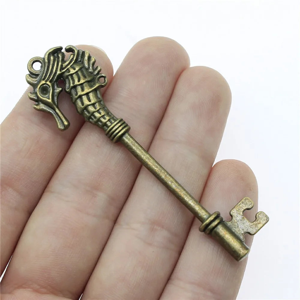 2 pendentifs clé de grande taille – Breloques de style tibétain pour la création de bijoux, fournitures artisanales pour colliers, bracelets et accessoires