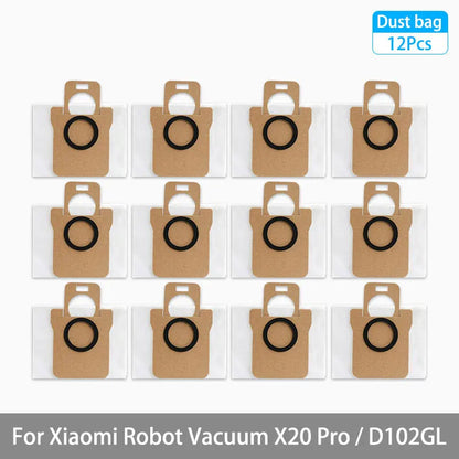 Replacement Parts Kit for Xiaomi Robot Vacuum X20 Pro / D102GL – Main Brush, Side Brushes, HEPA Filter, Mop Pads & Dust Bags